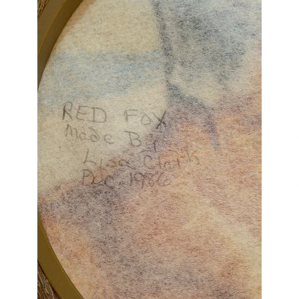 Vtg Completed Framed Red Fox Cross Stich Wall Hanging Handmade 1986 8.5” Round